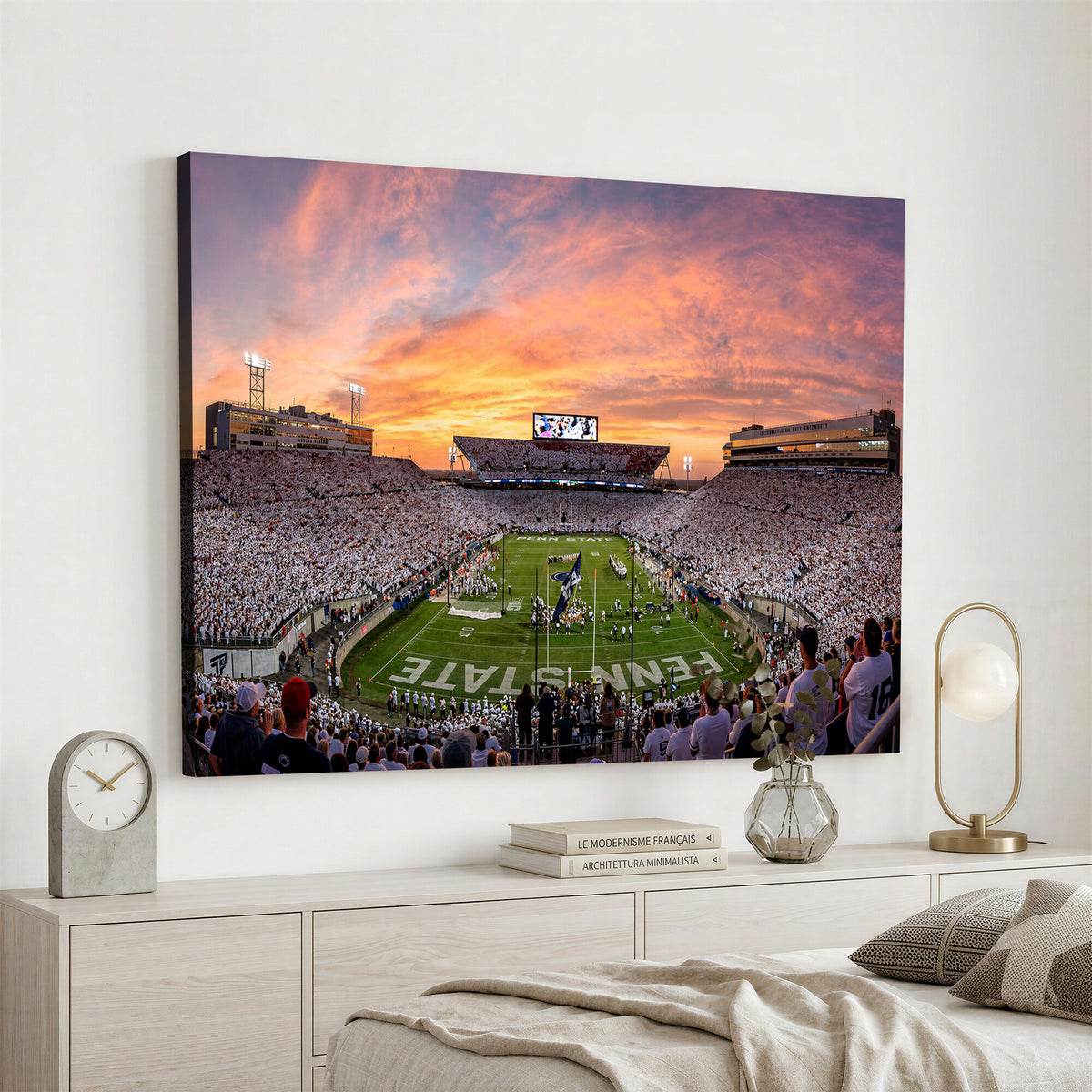 53161432-MGV-CV-36X24 - Framed Beaver Stadium Wall Art Canvas Print, Penn State Nittany Lions Wall Decor