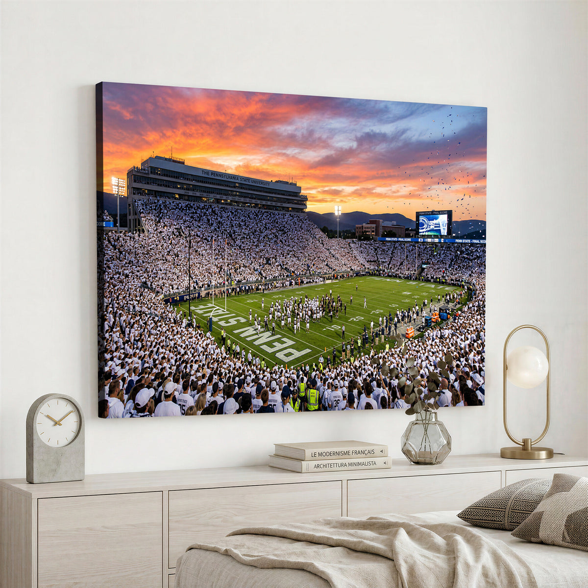 37057330-MGV-CV-36X24 - Panoramic Beaver Stadium Canvas Wall Art, Penn State Nittany Lions Stadium Print for Finished Basement