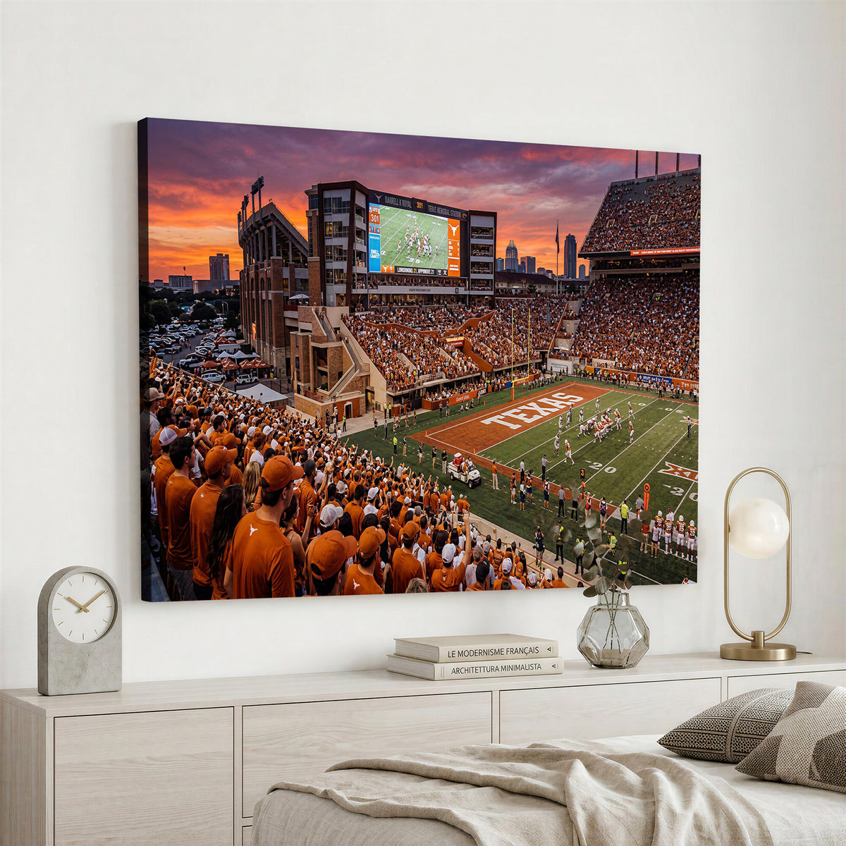 23743181-MGV-CV-36X24 - Texas Longhorns Wall Art Canvas Print, Texas Memorial Stadium in Austin Texas, Framed and Ready to Hang