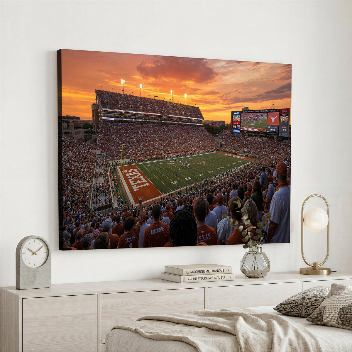 50466060-MGV-CV-36X24 - Extra Large Texas Memorial Stadium Canvas Wall Art, Texas Longhorns College Football Print for Home Bar