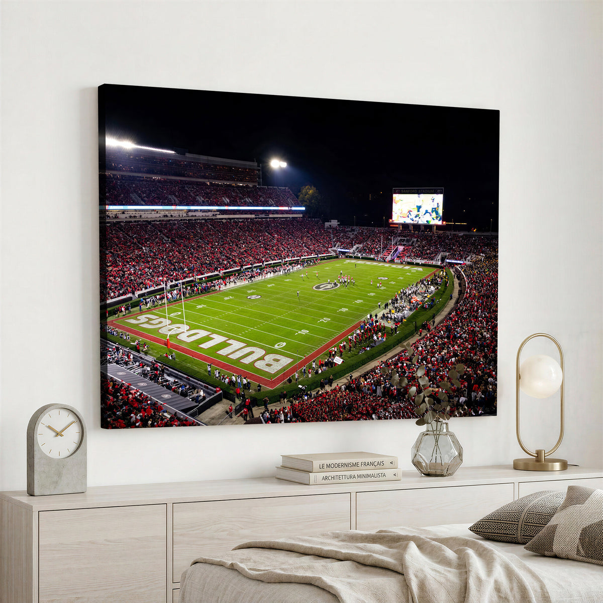 73520603-_Poster-30x20 - Georgia Bulldogs Sanford Stadium Canvas Print 3 Piece Framed Wall Art Extra Large Floating Frame Nature Poster Made in USA