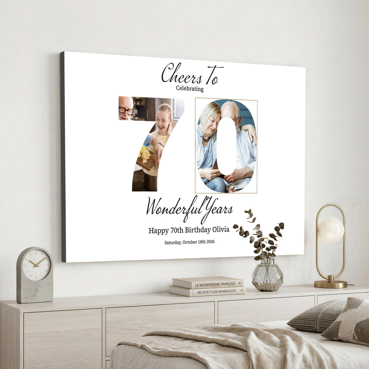 CSTM914DEDE-MGV-CV-36X24 - Number with Photo Canvas Print – Personalized Birthday Number Wall Art