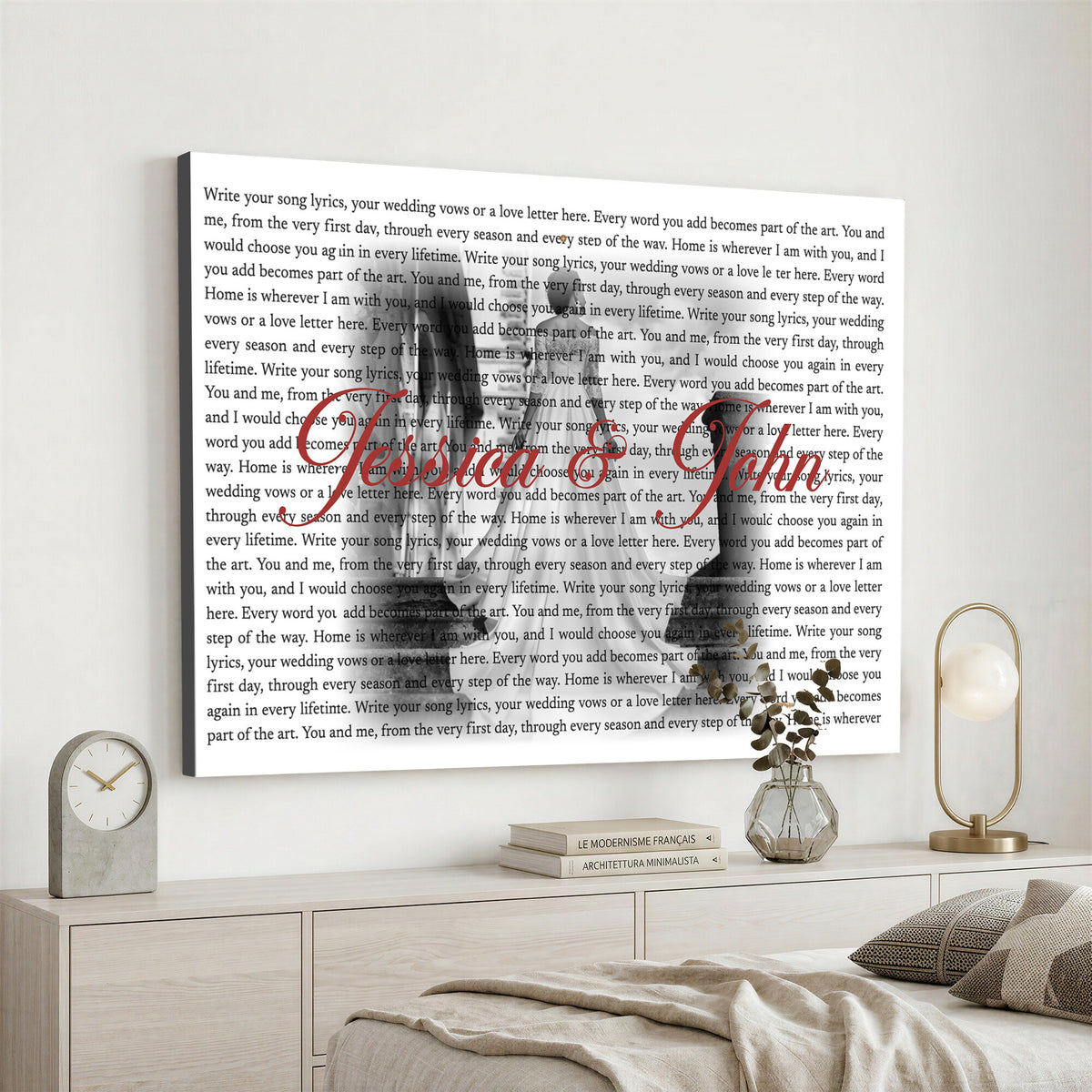 CSTM914LIRIK-MGV-CV-36X24 - Song Lyrics over Photo Canvas Print – Personalized Wedding Song and Photo Wall Art