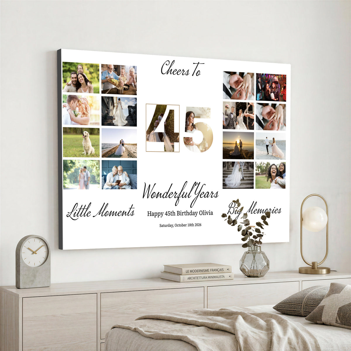 CSTM914CLJ-MGV-CV-36X24 - Moments and Memories Canvas Print – Personalized Birthday Photo Grid Wall Art