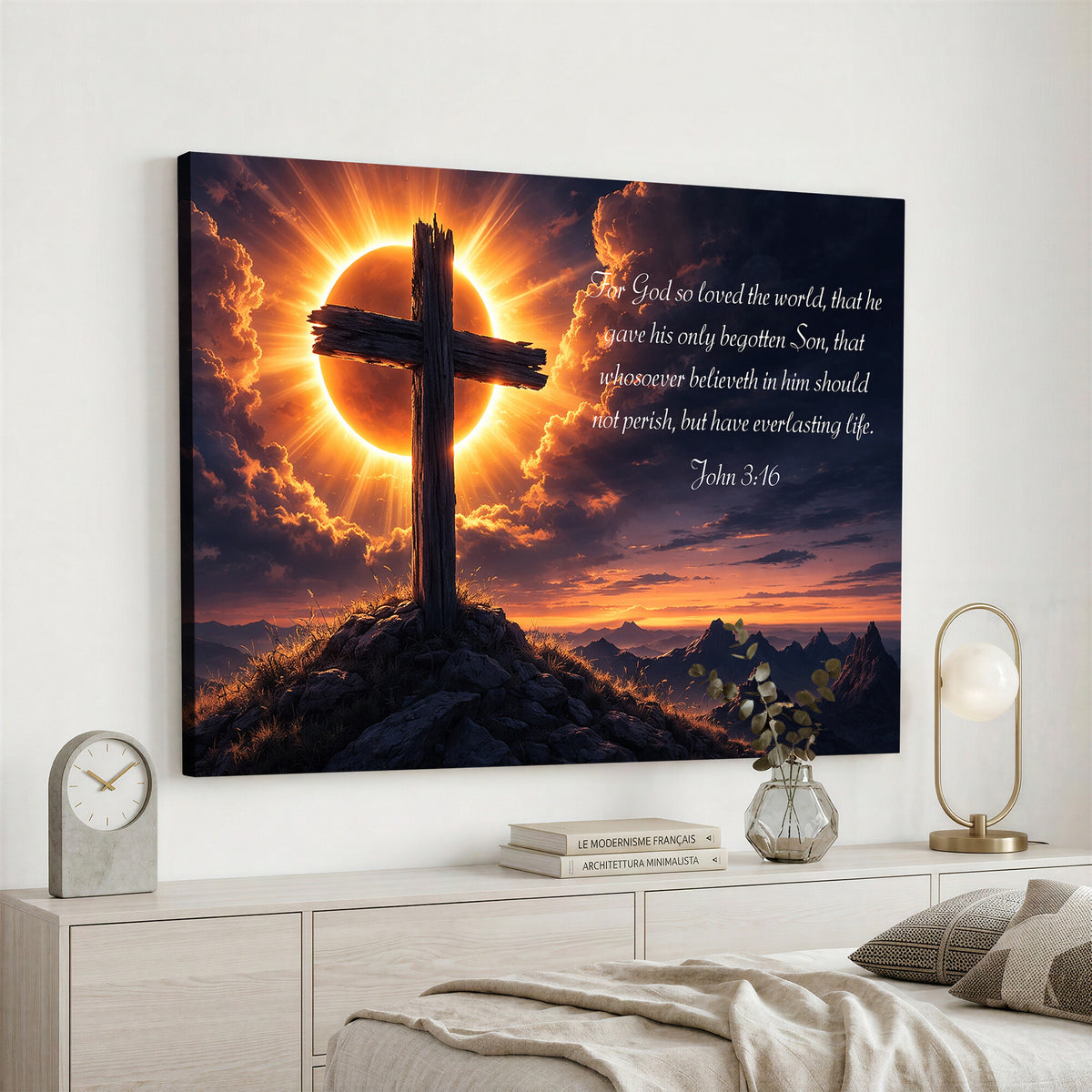 Custom Bible Verse Cross Canvas, Personalized Christian Wall Art