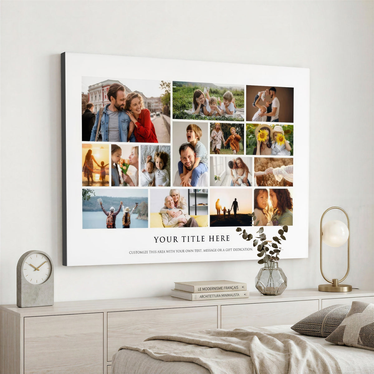 Custom Family Photo Collage Canvas Print, Personalized Gift