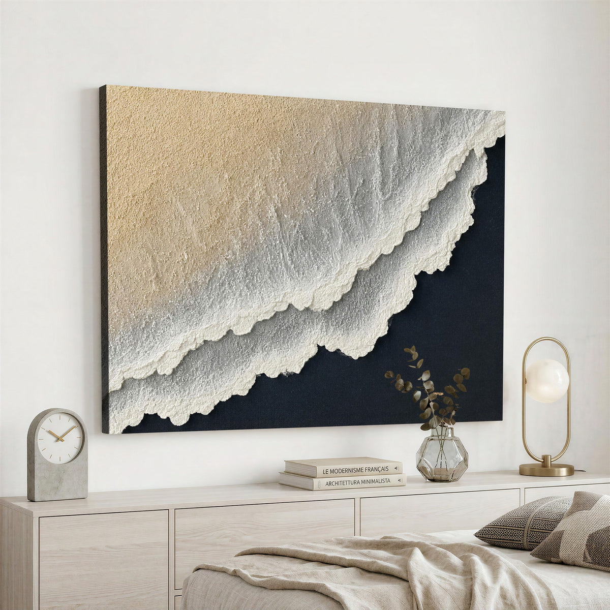 32969959-MGV-CV-24X16 - Abstract Ocean Wave Canvas Wall Art, Coastal Beach Wall Decor for Living Room