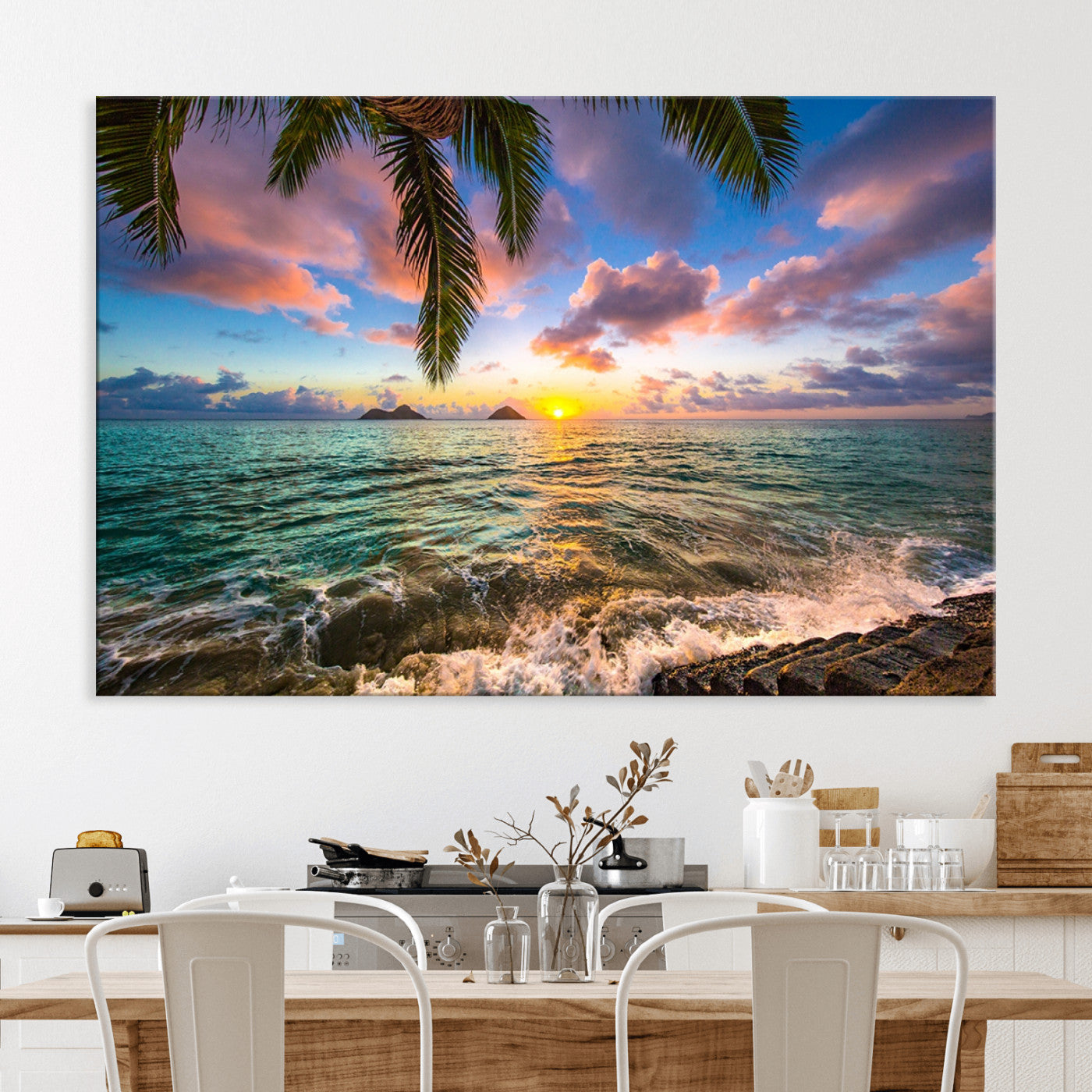 85985-MGV-CV-36X24-Framed Tropical Sunset Art Canvas Print