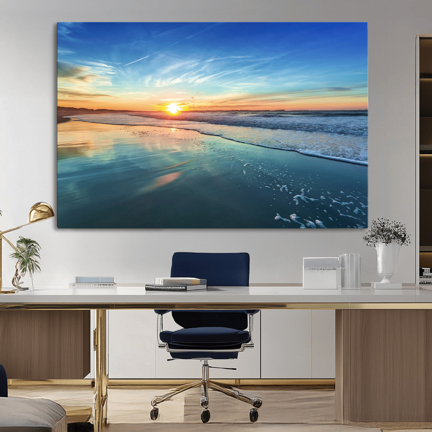 MGV-CV-36X24 - Blue Sky and Beach Wall Art Canvas Print