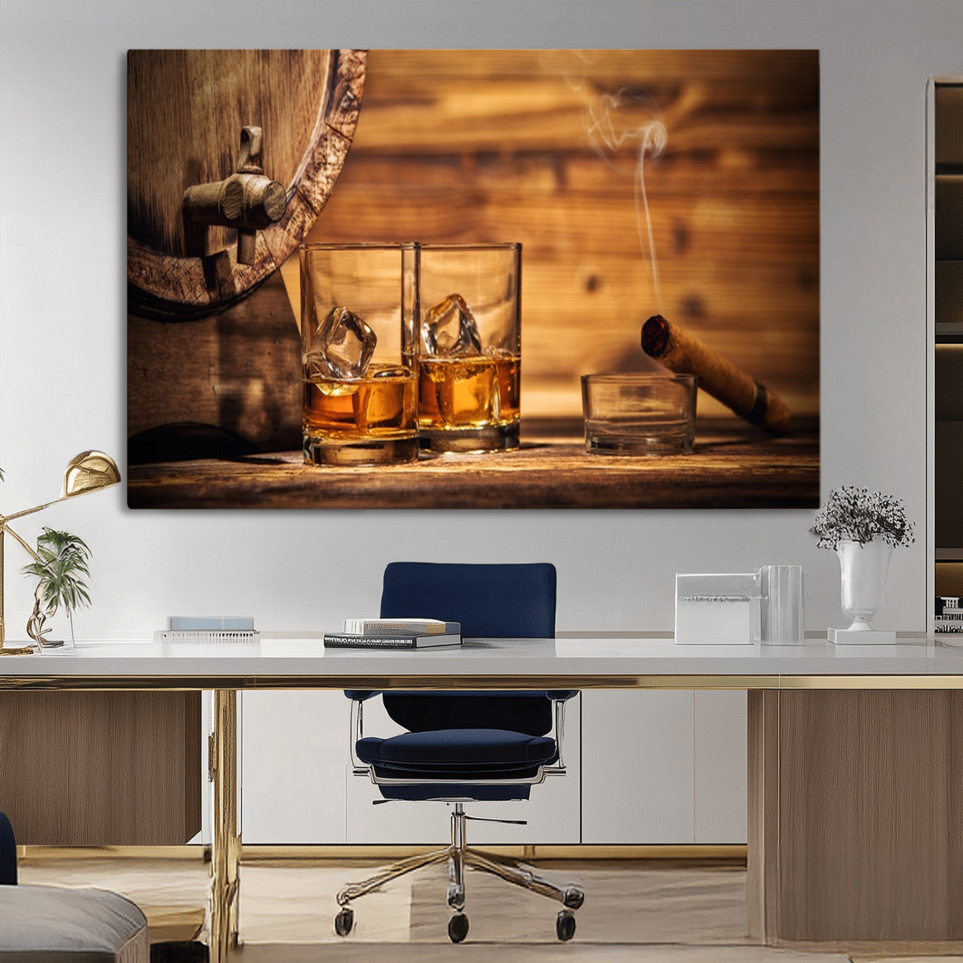 MGV-CV-36X24 - Rustic Whiskey and Barrel Canvas Print