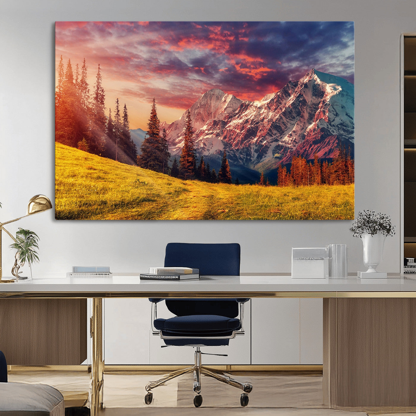 MGV-CV-36X24 - Mountain and Daylight Red Sunset Wall Art Canvas Print