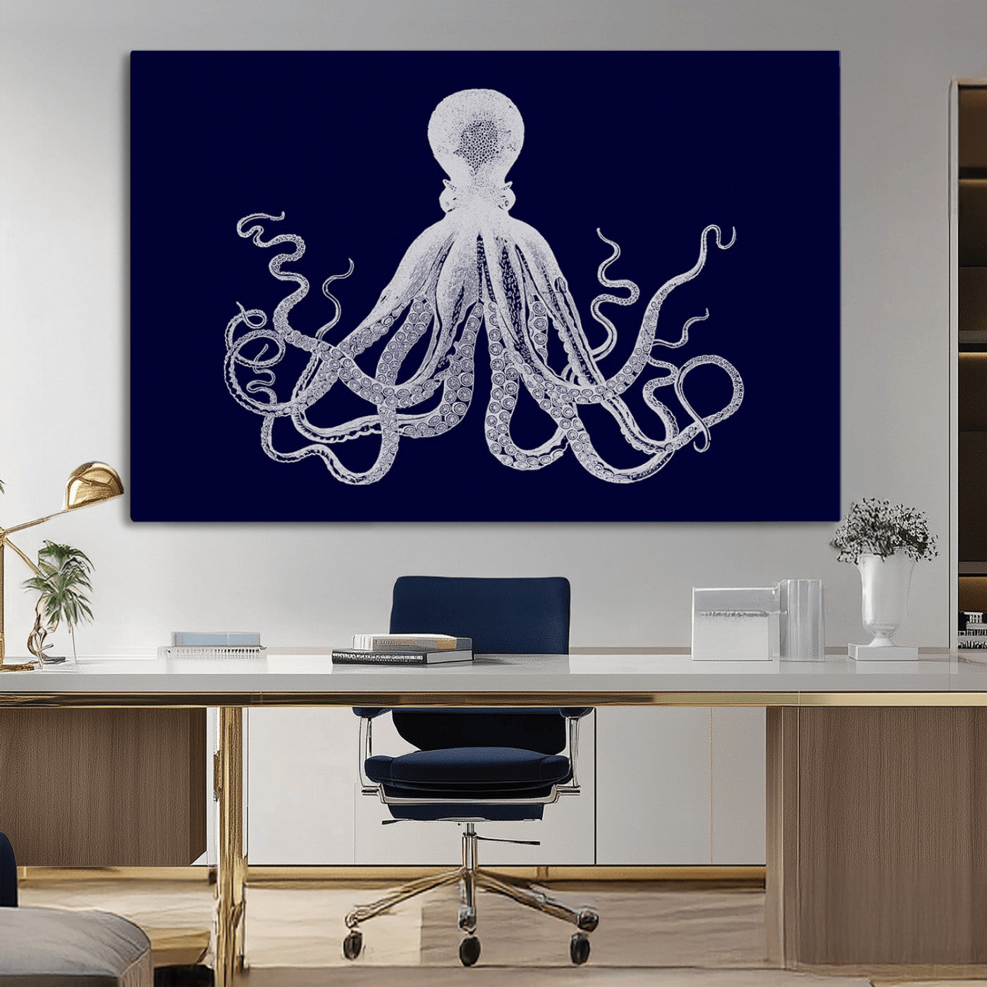 MGV-CV-36X24 - Blue Octopus Wall Art Canvas Print