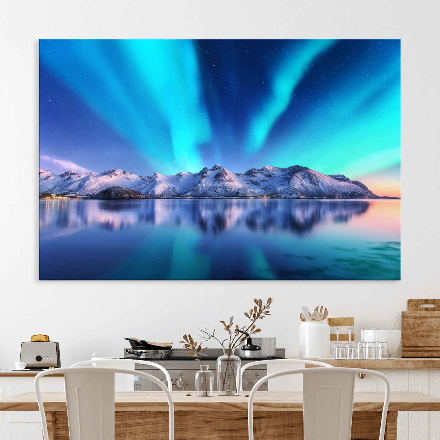49902-MGV-CV-36X24-Northern Lights above Mountain Wall Art, Northern Lights Wall Art Canvas Print