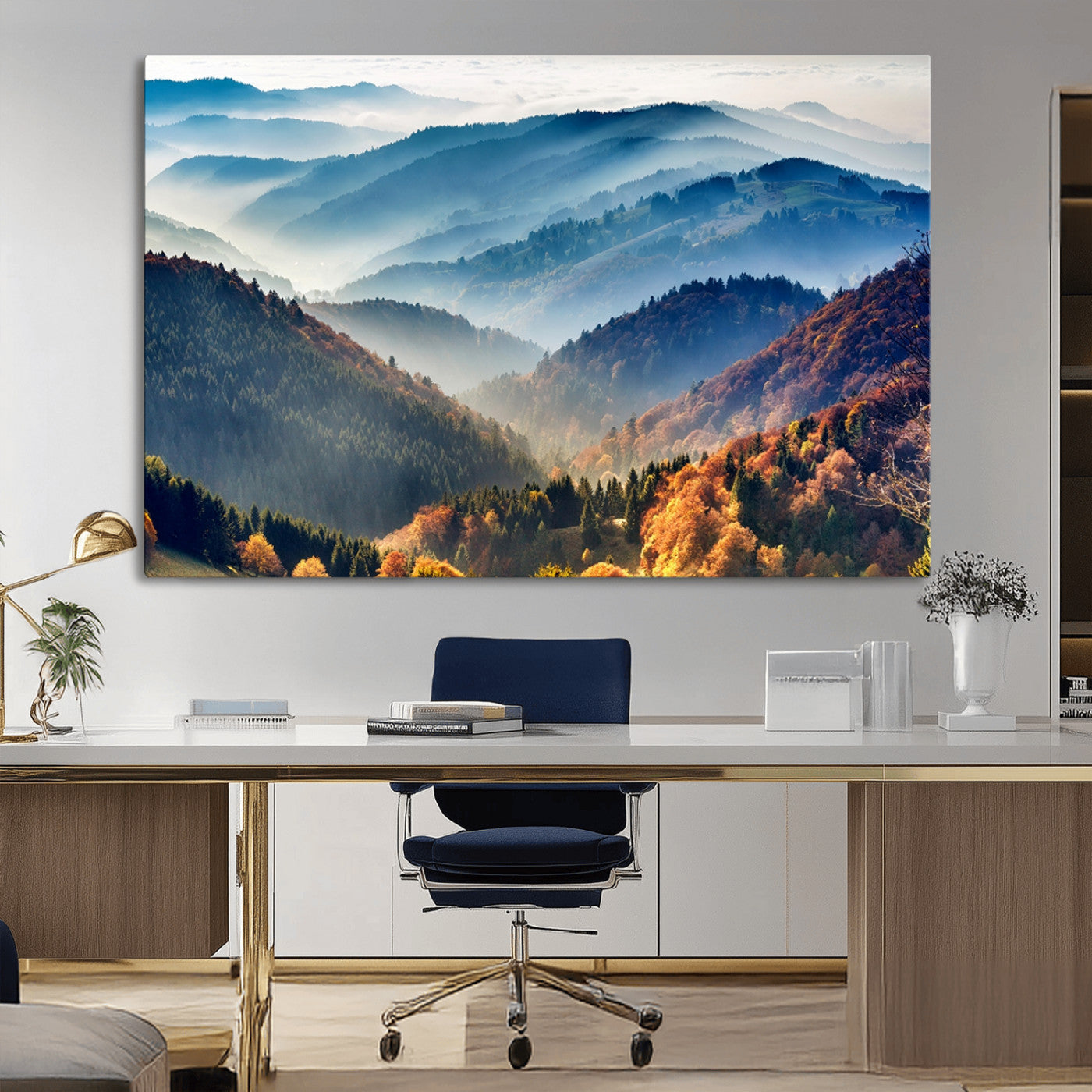 MGV-CV-36X24 - Mountains Forest Autumn Wall Art Canvas Print