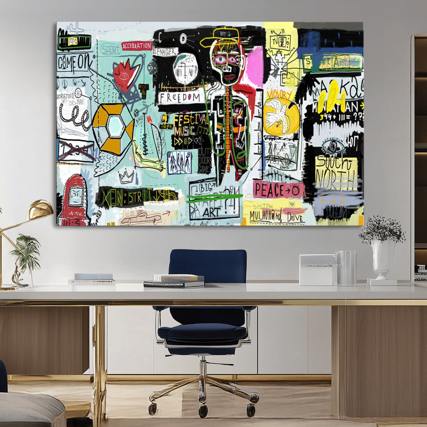 MGV-CV-36X24 - Abstract Graffiti Canvas Street Art-Inspired Graffiti Triptych Canvas – Modern Abstract Wall Art for