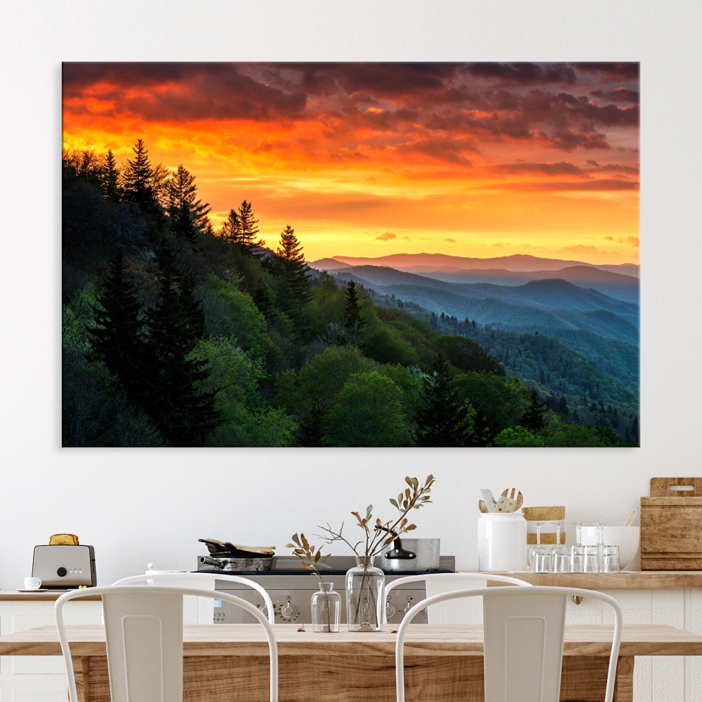 28501-MGV-CV-36X24-Forest Landscape Wall Art Sunset Canvas, Forest Sunset Canvas Print