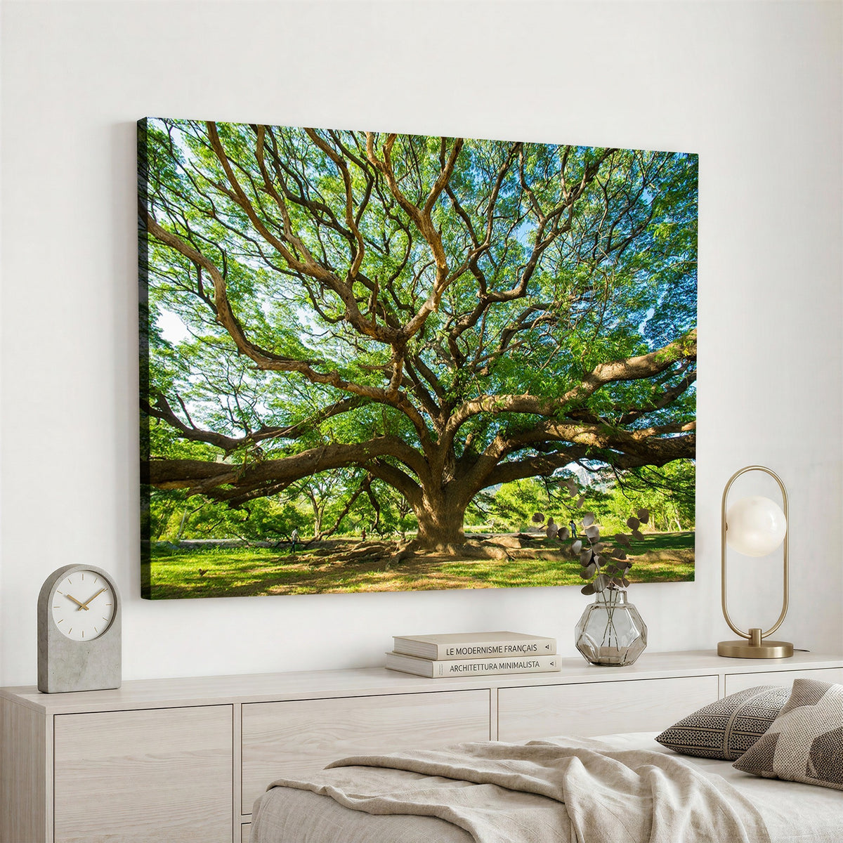 70569-MGV-CV-24X16 - Majestic Oak Tree Wall Art | Serene Nature Canvas Print with Spreading Branches