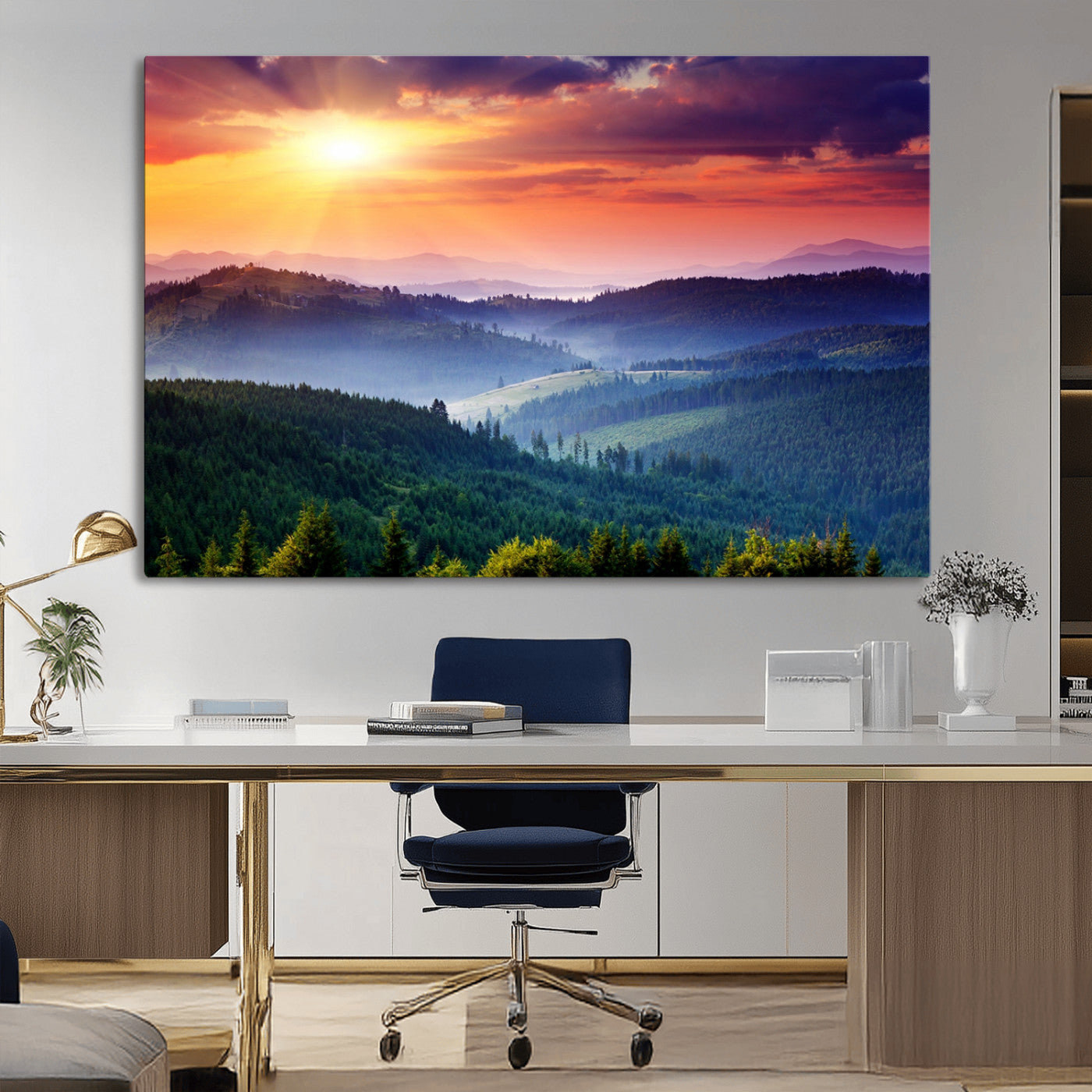 MGV-CV-36X24 - Mountain and Sunset Wall Art Canvas Print