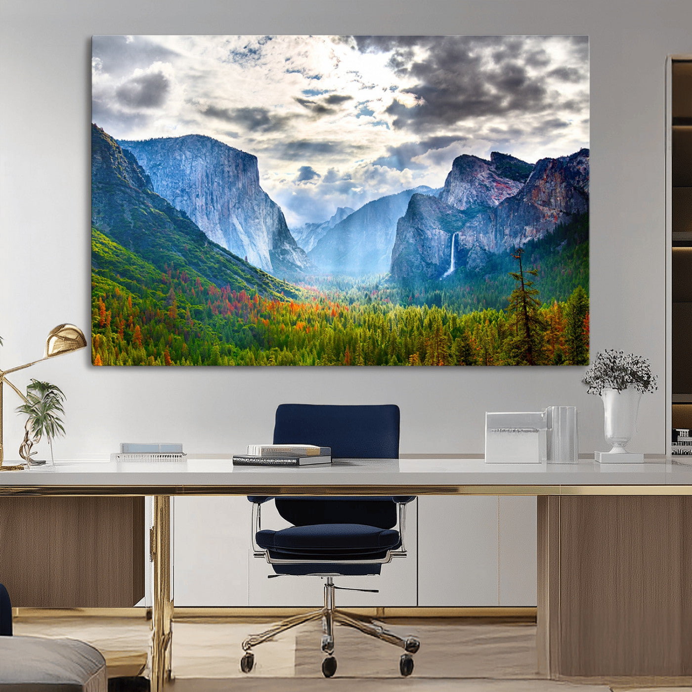 MGV-CV-36X24 - Yosemite Park Half Dome 3 Panel Canvas Print | Large Giclée Landscape Wall Art for Living Room,