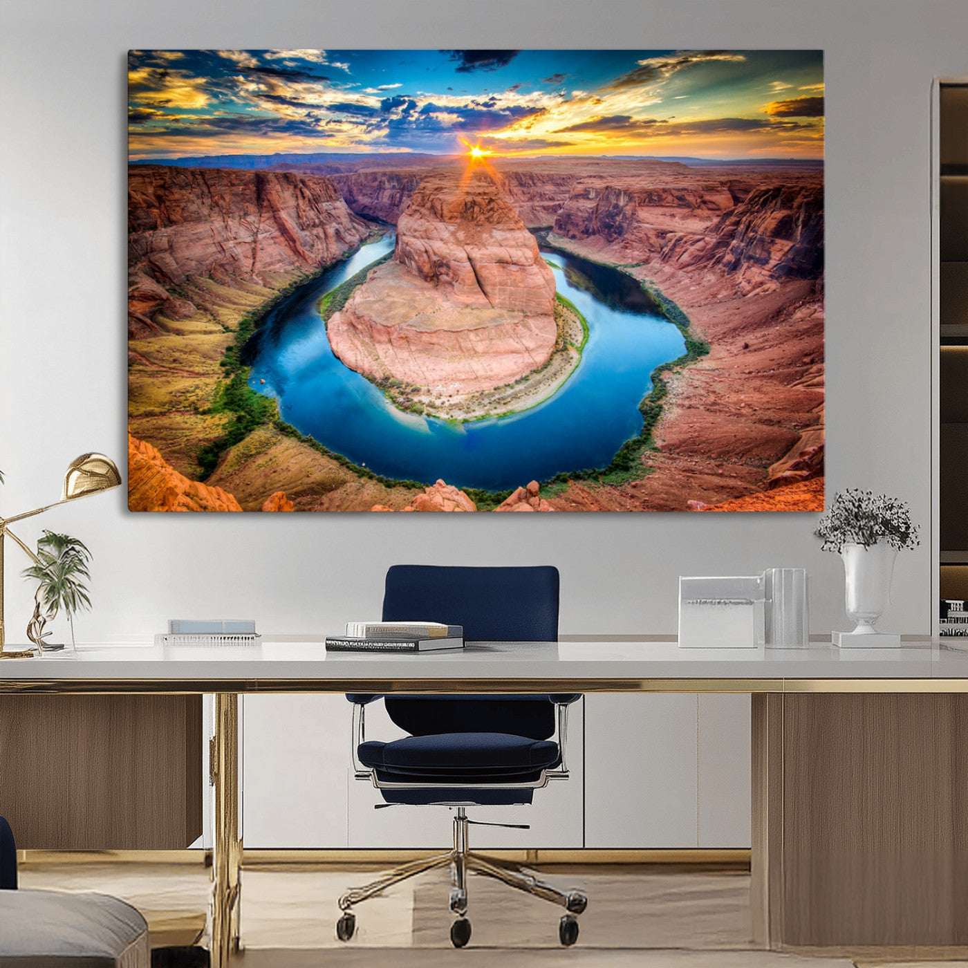 MGV-CV-36X24 - Sunset on the Horseshoe Bend Grand Canyon, Horseshoe Bend Grand Canyon Canvas Wall Art Print