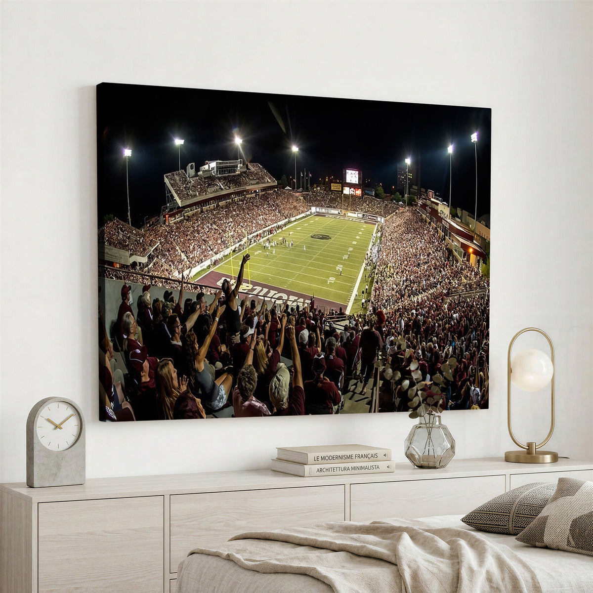 94126-MGV-CV-36X24 - Washington-Grizzly Stadium Canvas Wall Art | Exciting Game Night Atmosphere in Panoramic View