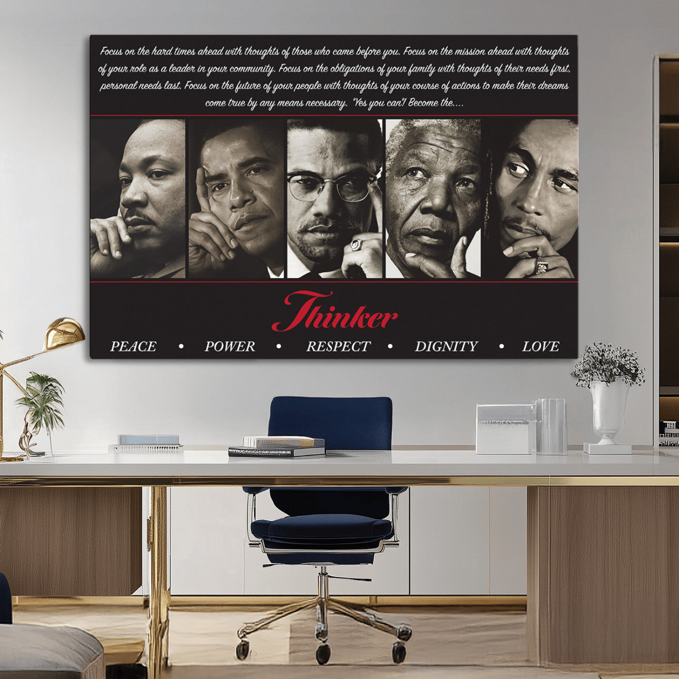 MGV-CV-36X24 - Thinkers of Wall Art Canvas Print - Inspirational Wall Art Featuring Icons of Peace, Power, and