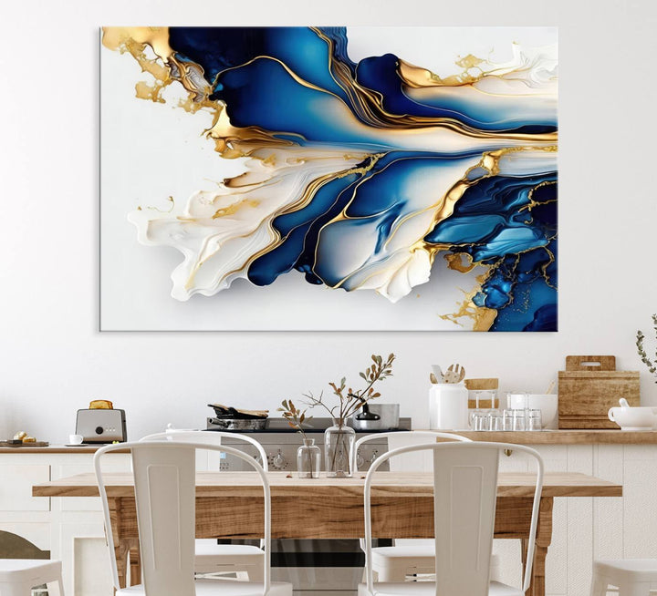 Abstract wall art, Gold Marble Art canvas.