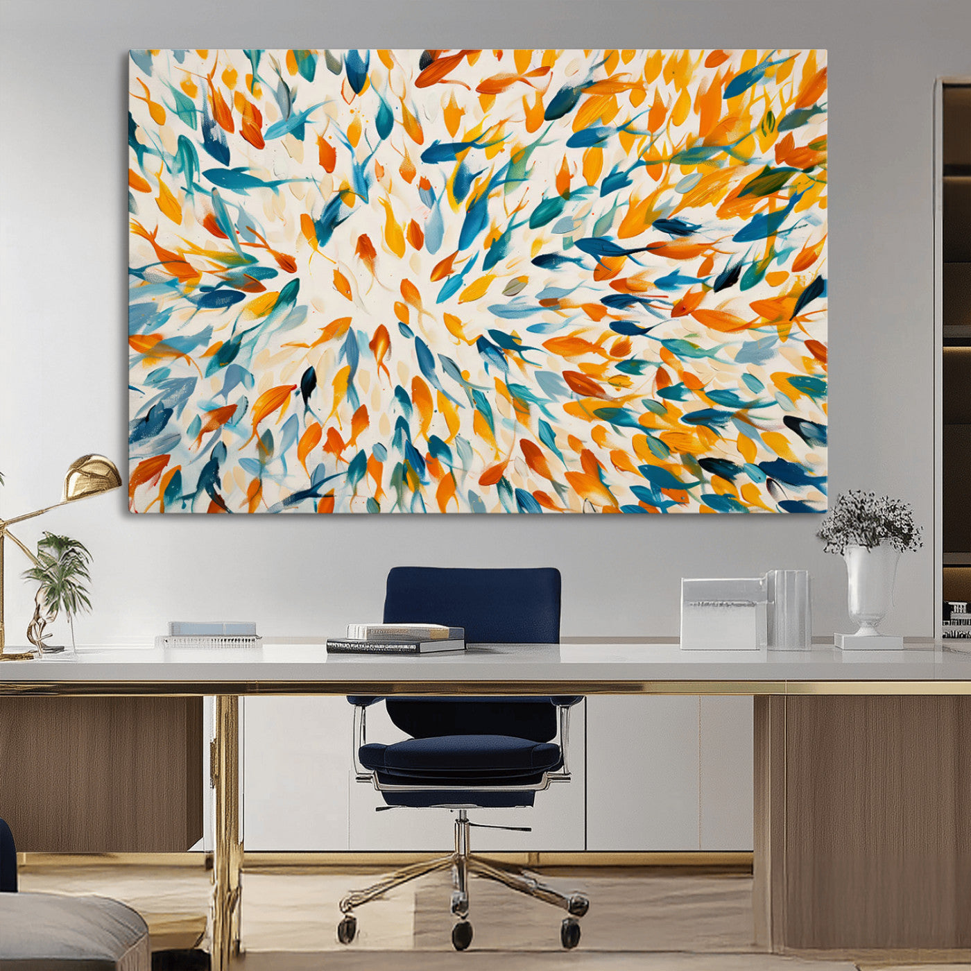 -Colorful Fish Wall Art Print – Abstract Ocean-Inspired Wall Art for Modern Spaces | Framed Canvas,