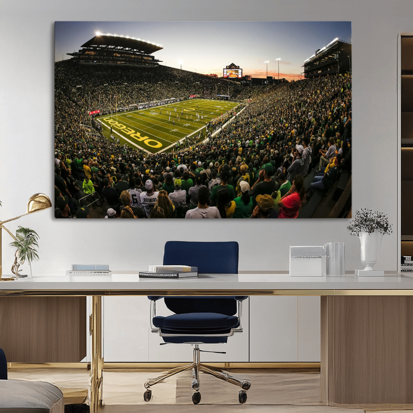 MGV-CV-36X24 - Oregon Stadium Canvas Wall Art - Captivating Game Day Scene at Autzen Stadium, Oregon Ducks Football