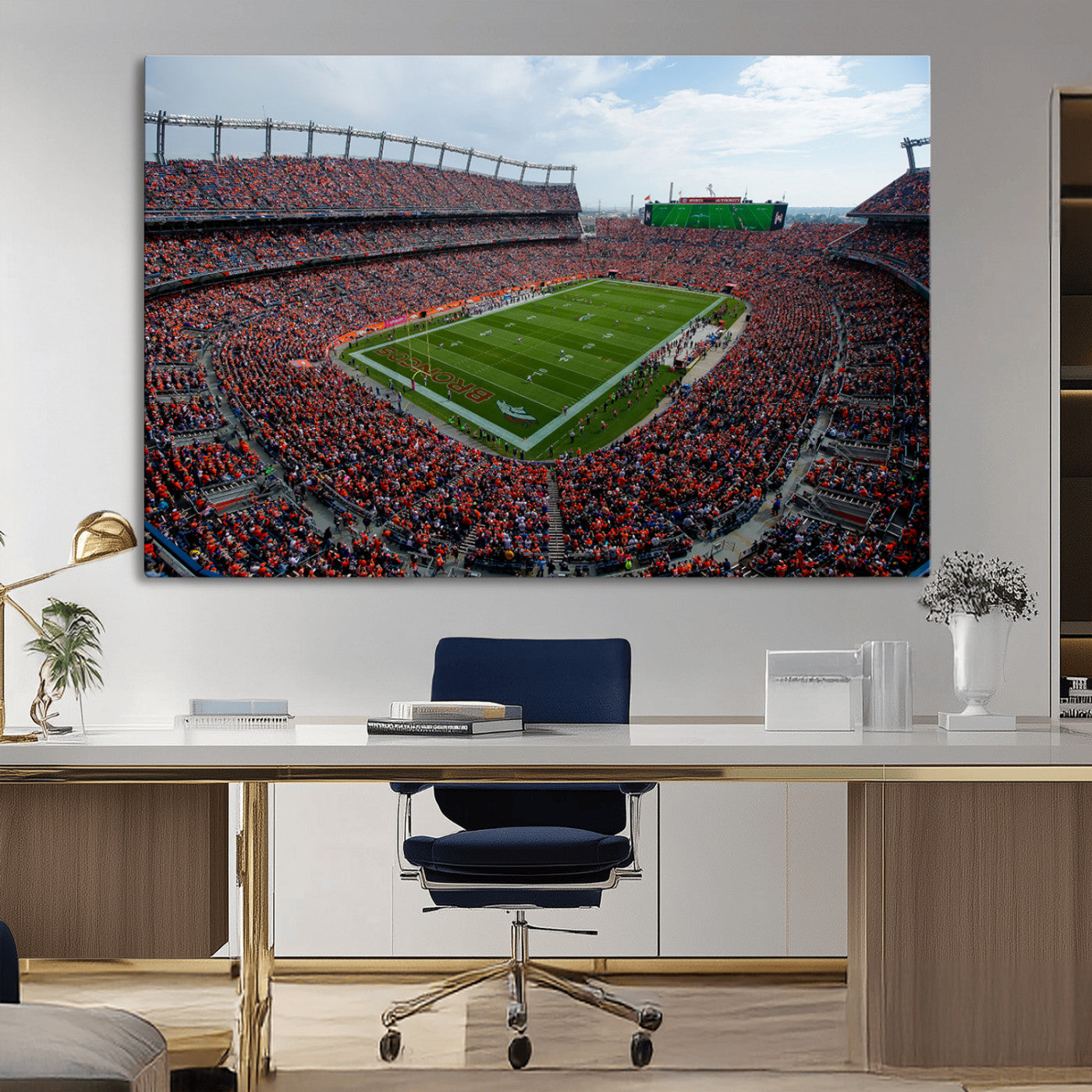 MGV-CV-36X24 - Denver Broncos Football Team Print - Empower Field Mile High Stadium Wall Art Canvas Print