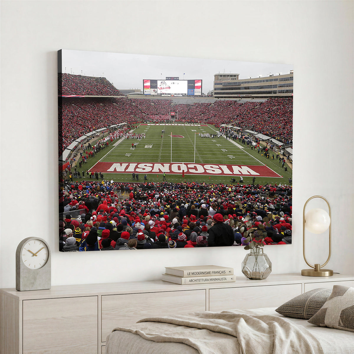 23461-MGV-CV-36X24 - Wisconsin Badgers Team Print Canvas, Madison Camp Randall Stadium Wall Art