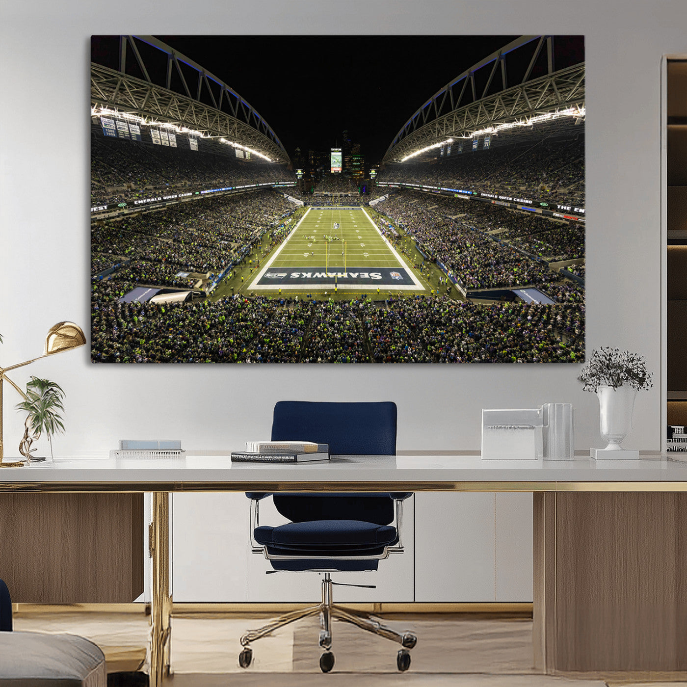MGV-CV-36X24 - Seattle Seahawks Football Team Print Wall Art - Seattle Century Link Field Stadium Wall Art Canvas