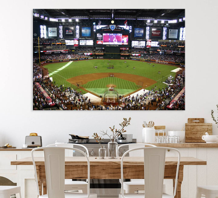 The Arizona Diamondbacks Canvas Print of Chase Field is a meaningful piece of wall art for any sports fan.