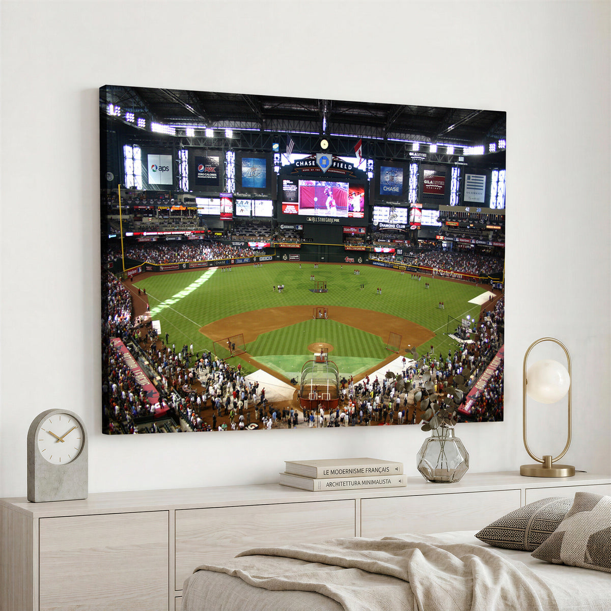 91630-MGV-CV-36X24 - Arizona Diamondbacks Baseball Team Print, Phoenix Chase Field Baseball Stadium Wall Art