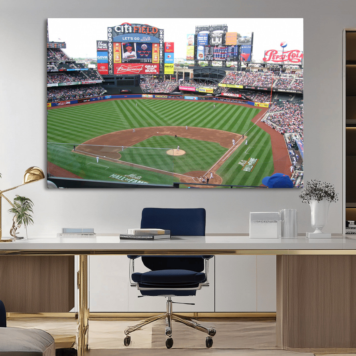 MGV-CV-36X24 - New York Mets Baseball Team Print - Citi Field Baseball Stadium Wall Art Canvas Print
