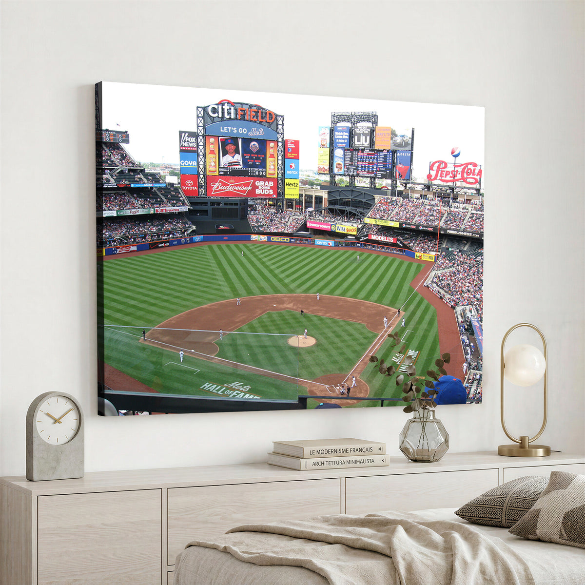 64829-MGV-CV-36X24 - New York Mets Baseball Team Print, Citi Field Baseball Stadium Wall Art