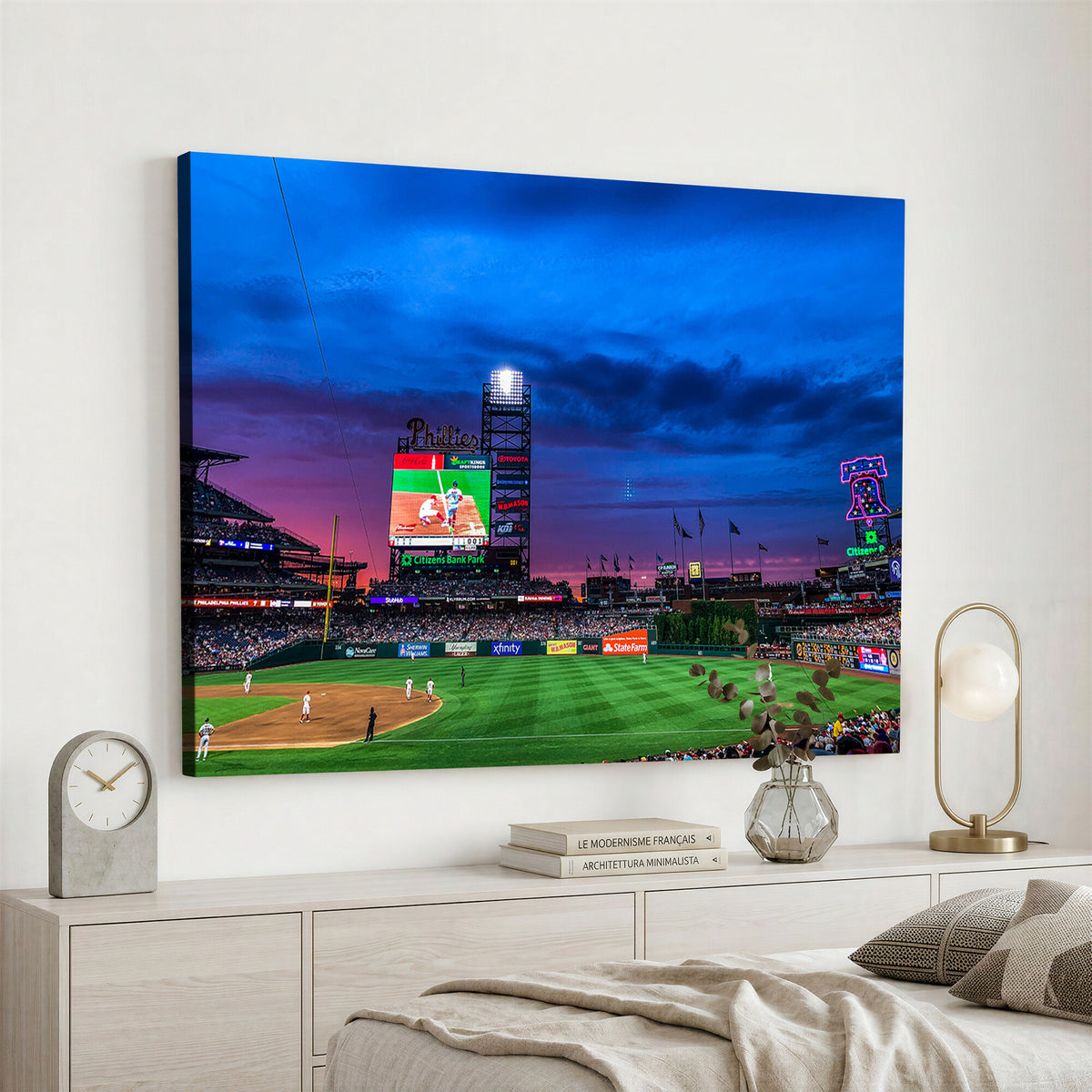 20427-MGV-CV-36X24 - Philadelphia Phillies Baseball Team Print, Citizens Bank Park, Extra Large Game Room Wall Decor