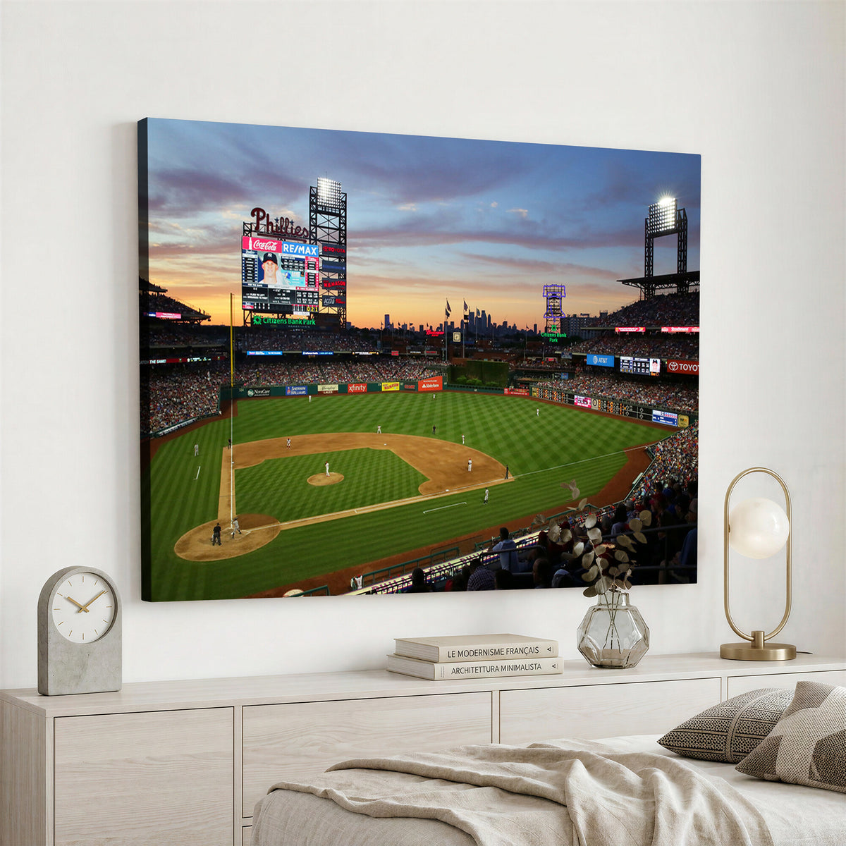 13778-MGV-CV-36X24 - Citizens Bank Park Philadelphia Phillies Wall Art Canvas | 3-Panel Canvas Print of Phillies Stadium