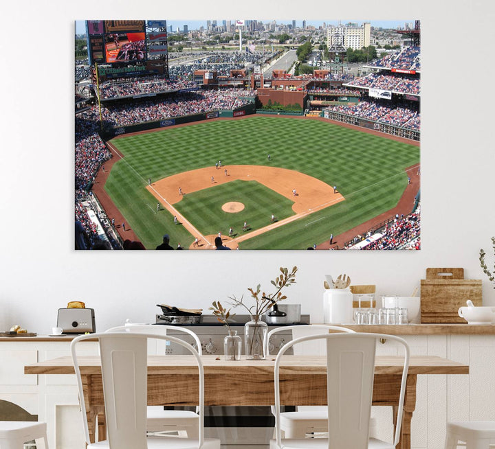 View of a Phillies game at Citizens Bank Park captured as premium wall art canvas.