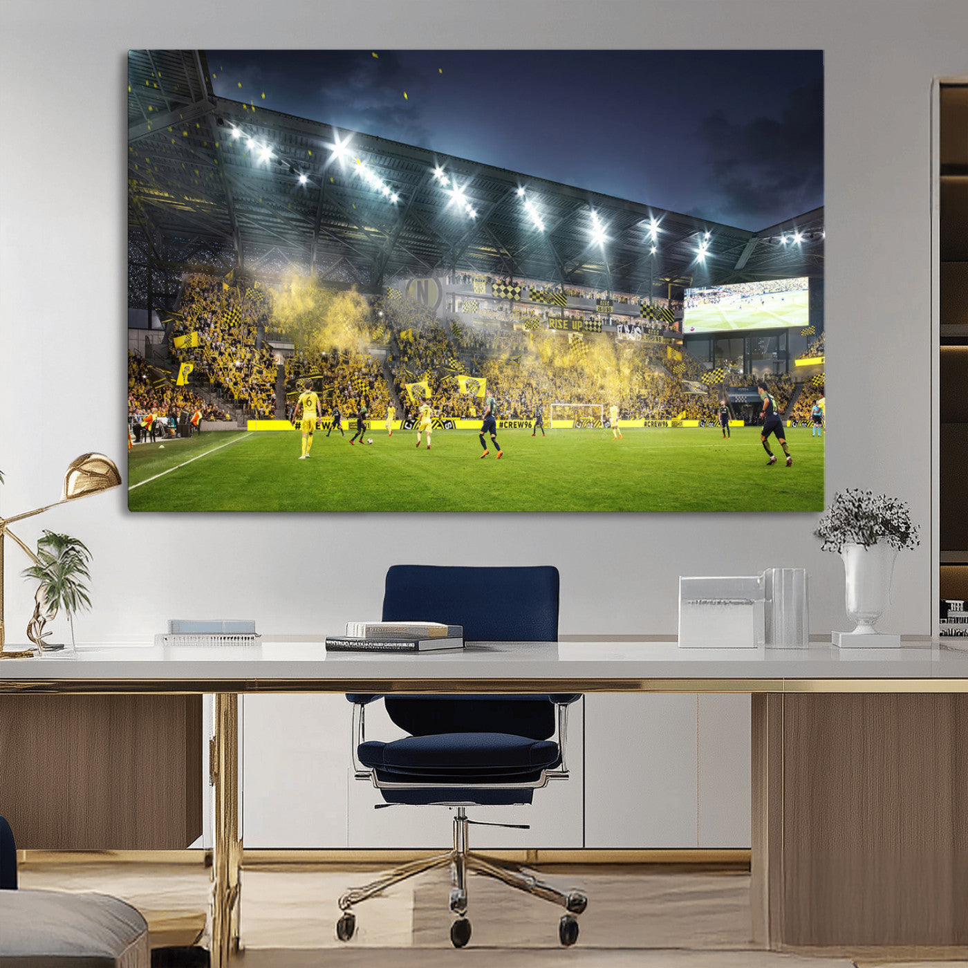 MGV-CV-36X24 - Columbus Crew Stadium Match Triple Canvas Wall Art - Dynamic MLS Game Scene Canvas Wall Art