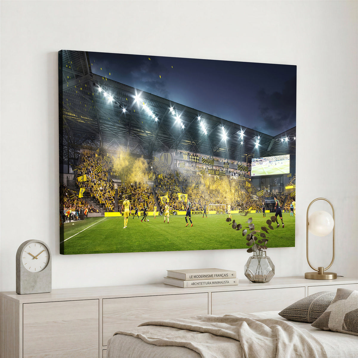 65820-MGV-CV-36X24 - Columbus Crew Stadium Match Triple Canvas Wall Art - Dynamic MLS Game Scene Canvas Wall Art
