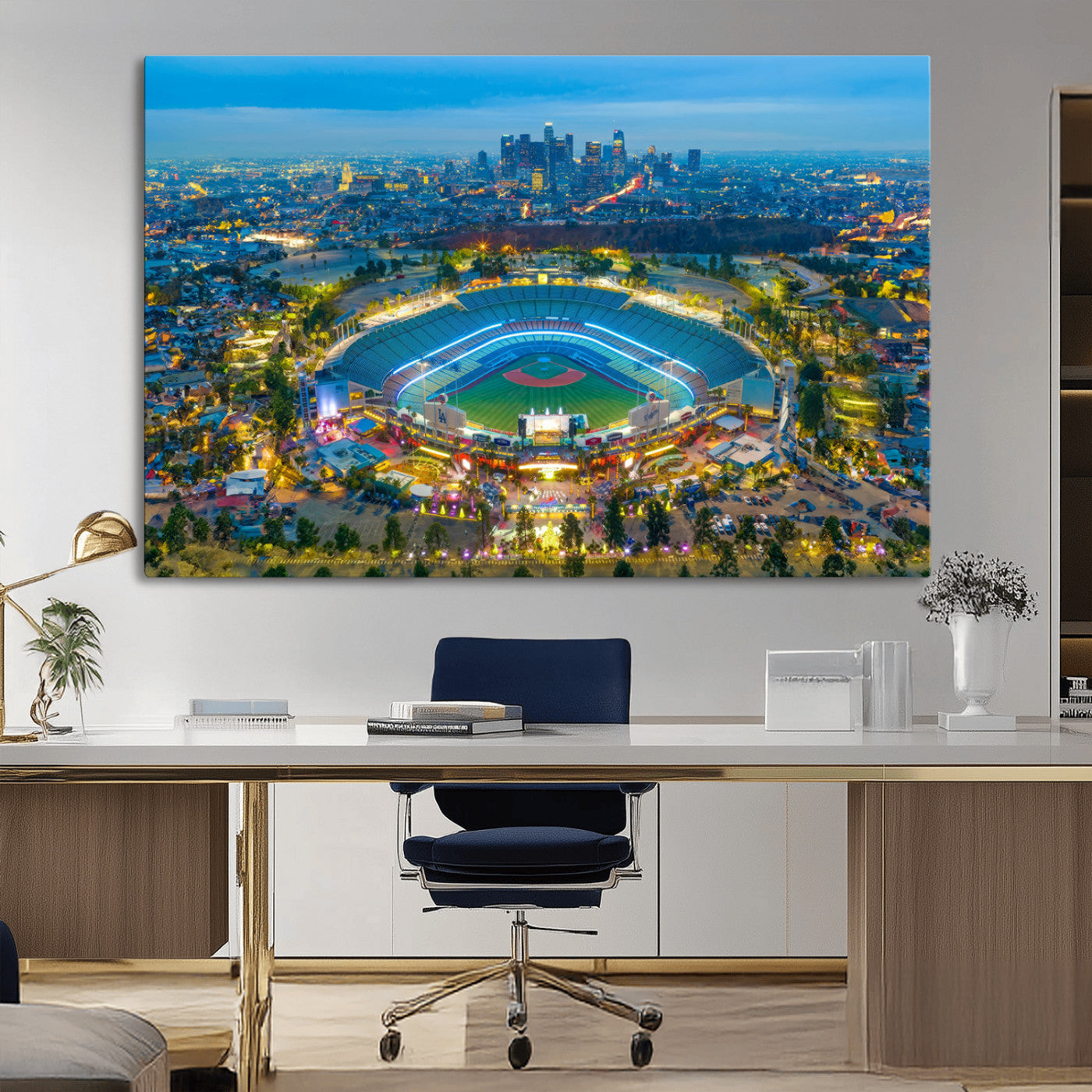 MGV-CV-36X24 - Los Angeles Dodgers Wall Art Canvas, Dodger Stadium Wall Art Canvas Print - MLB Baseball Stadium