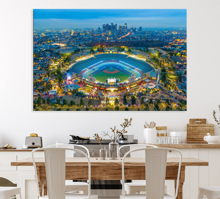 Aerial view of Los Angeles Dodgers Dodger Stadium Wall Art Canvas Print.