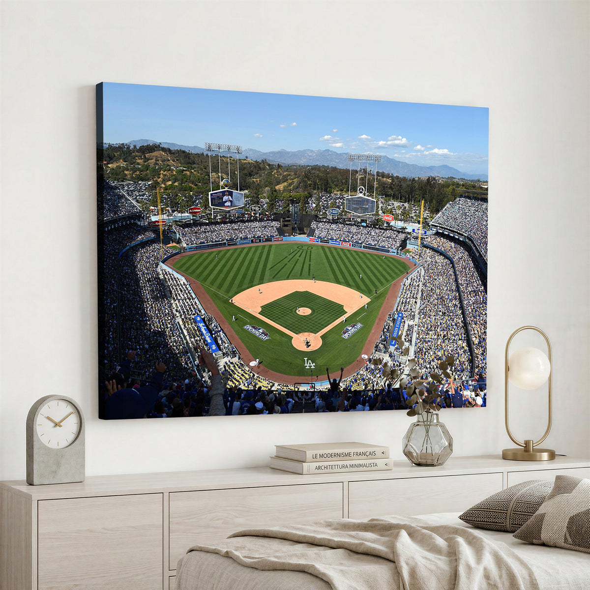 20436-MGV-CV-36X24 - Los Angeles Dodgers Dodger Stadium Wall Art Canvas Print, Framed and Ready to Hang