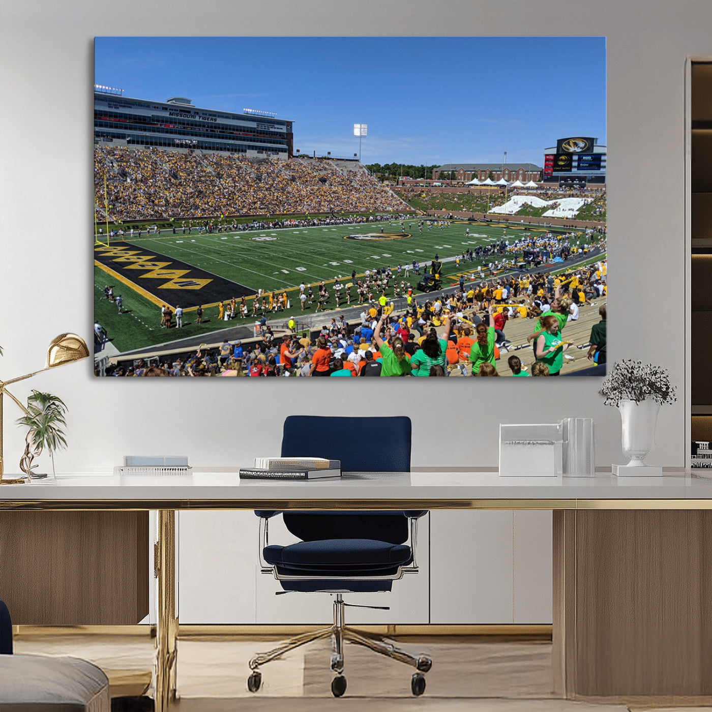 MGV-CV-36X24 - University of Missouri Tigers Football Team Print - Columbia Faurot Field Memorial Stadium Wall Art