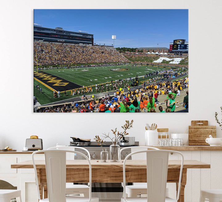 The University of Missouri Tigers Wall Art Canvas Print captures a packed football stadium.