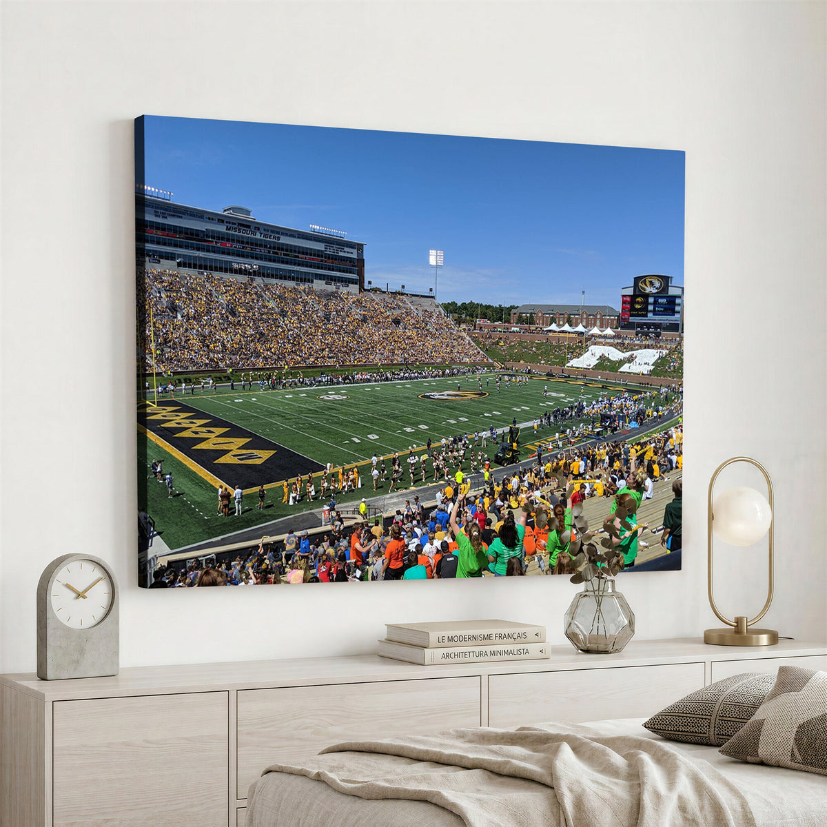 38399-MGV-CV-36X24 - University of Missouri Tigers Football Team Print, Columbia Faurot Field Memorial Stadium Wall Art