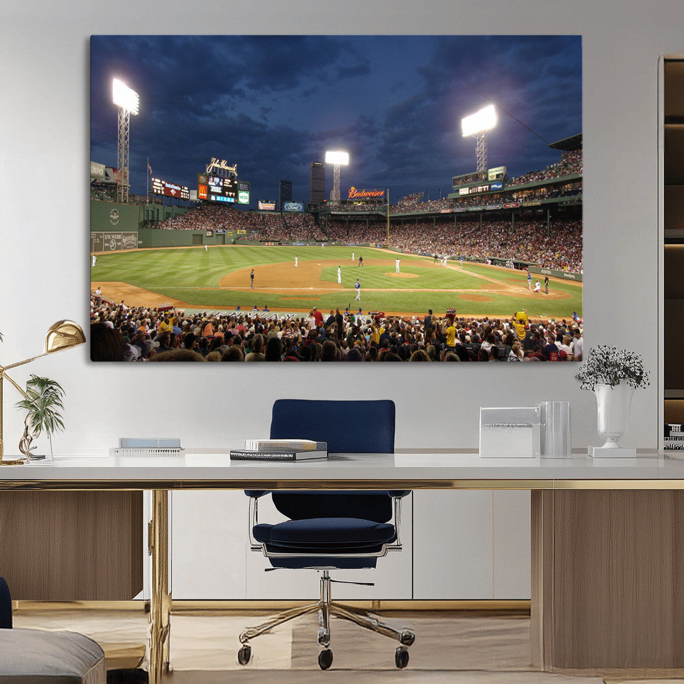 MGV-CV-36X24 - Boston Red Sox Baseball Team Print Canvas - Massachusetts Fenway Park Stadium Wall Art Canvas Print