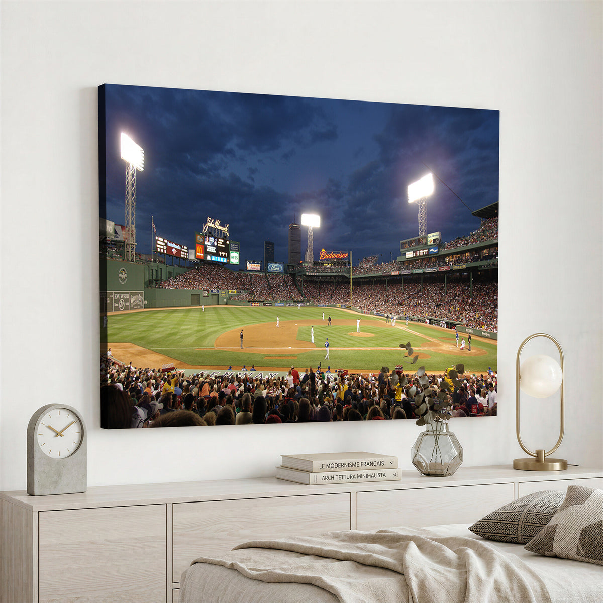 85099-MGV-CV-36X24 - Boston Red Sox Baseball Team Print Canvas, Massachusetts Fenway Park Stadium Wall Art