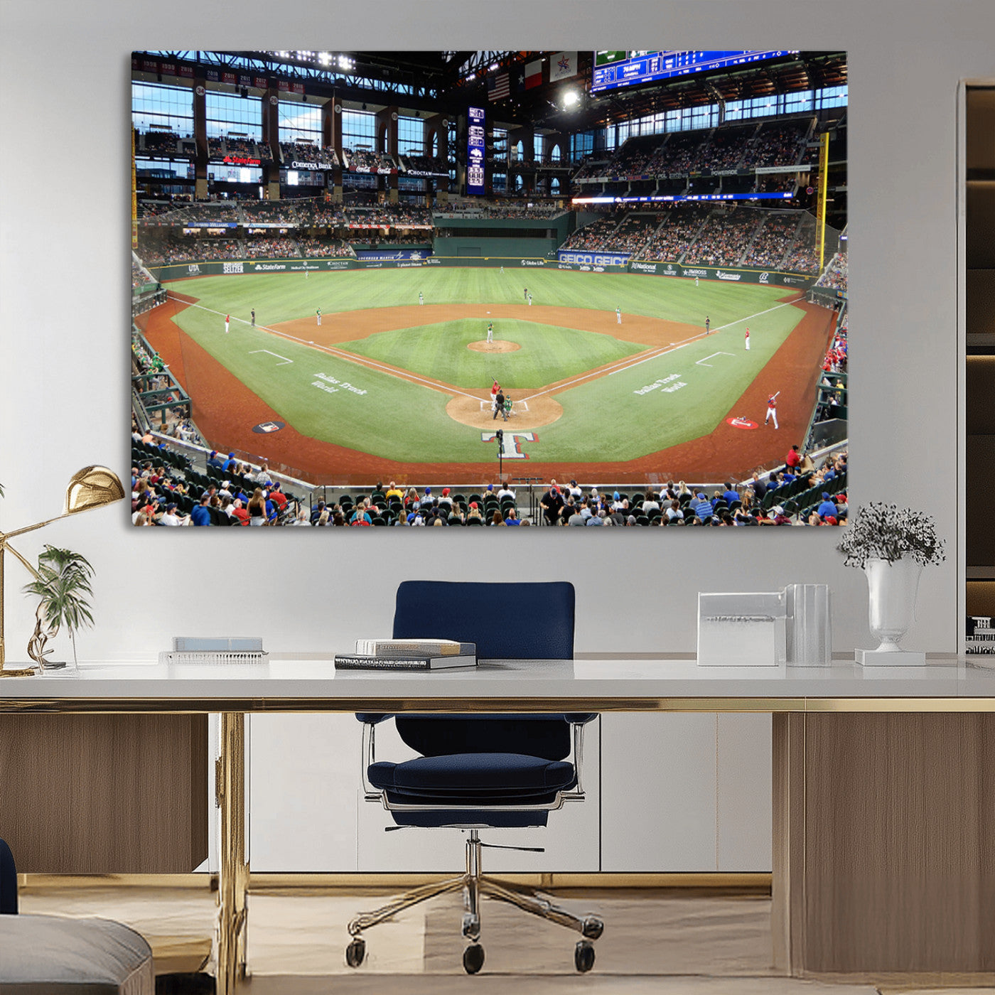 MGV-CV-36X24 - Texas Rangers Baseball Team Print - Arlington Globe Life Field Stadium Canvas Print Wall Art